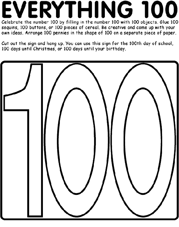 Number Sheet 1 100 Coloring Pages